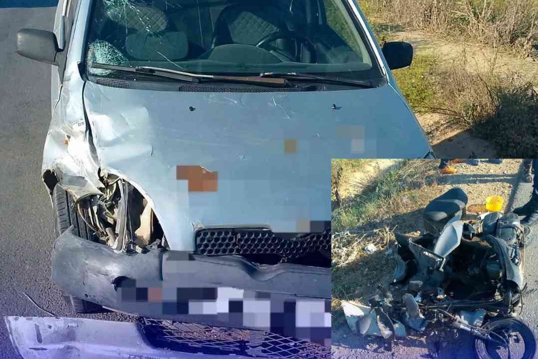 إصابة خطيرة لشخص في حادث اصطدامٍ لسيّارة بدرّاجة نارية على طريق سيدي راشد اتّجاه احمر العين